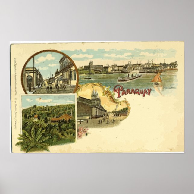 Pôster Paraguai, Vintage (Frente)