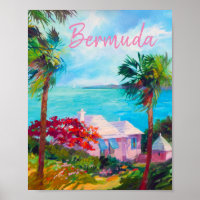 Paraíso das Bermudas de pinks pastel e blues marin