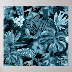 Poster Paraíso de Aquarela Tropical: Florada da Selva