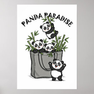 Poster Paraíso de Bambu do Panda Mastigando a Vida Lentam