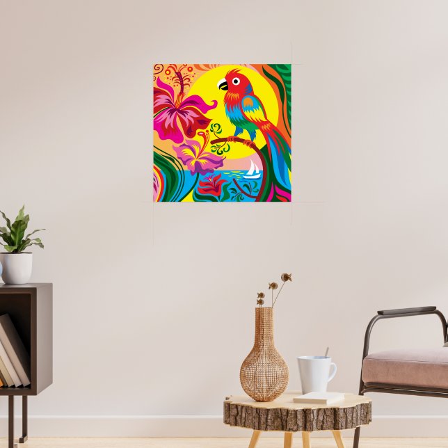Poster Paraíso de Papagaios Tropicais (Sala de Estar 3)