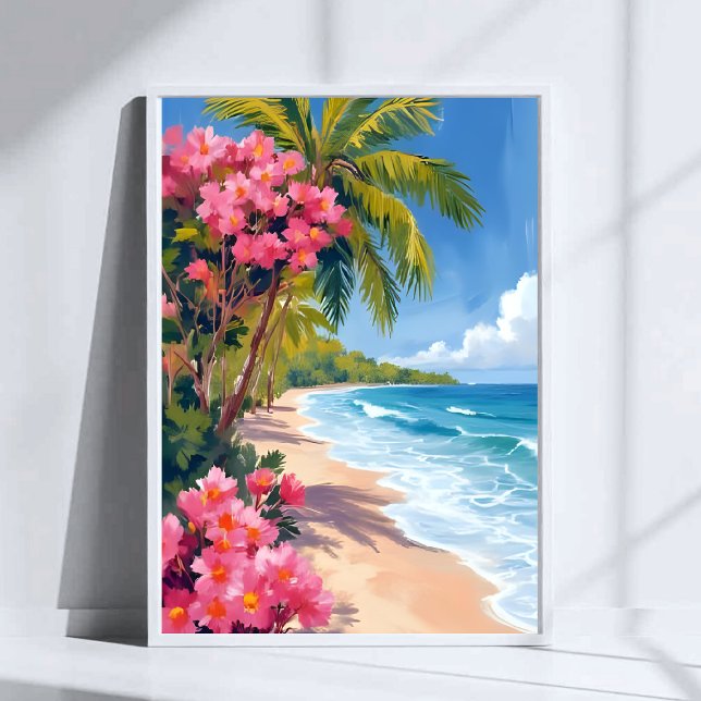 Poster Paraíso de praia tropical | Pintura do oceano (Criador carregado)