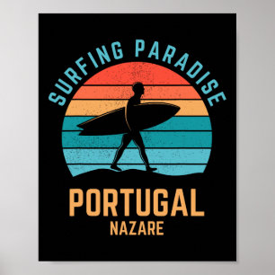 Poster Paraíso do Surf Portugal Nazare Vintage 70s Retro