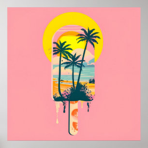 Poster Paraíso dos Sweets Sunset de Verão Tropical