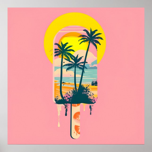 Poster Paraíso dos Sweets Sunset de Verão Tropical (Frente)