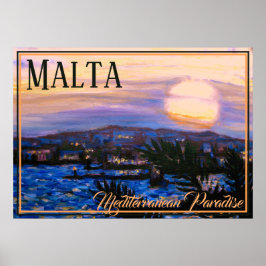 Poster Paraíso mediterrânico Viagens vintage de Malta