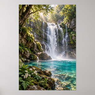 Poster Paraíso Tropical de Cachoeiras Arte de Parede de S