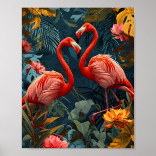 Poster Paraíso Tropical do Flamingo: Vintage