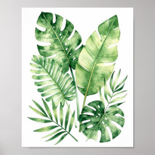 Poster Paraíso Tropical Luxuriante: Aquarela Pintada à Mã