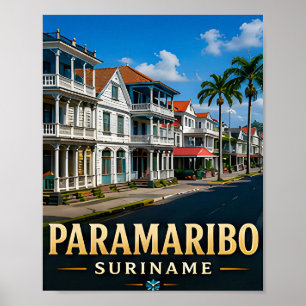 Poster Paramaribo Frente Colonial à Beira-Mar e Patrimôni