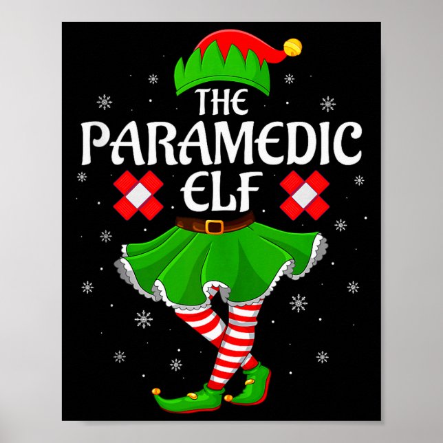 Poster Paramedic Elf Christmas Family Girls Women Elf Squ (Frente)