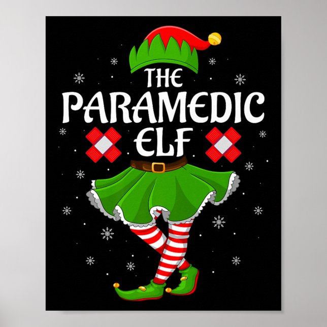 Poster Paramedic Elf Christmas Family Girls Women Elf Squ (Frente)