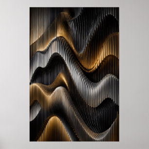 Pôster Paramétrico 3D Black Gold Chrome