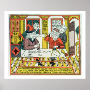 Poster Paramoshka e Savoska (impressão do woodcut)