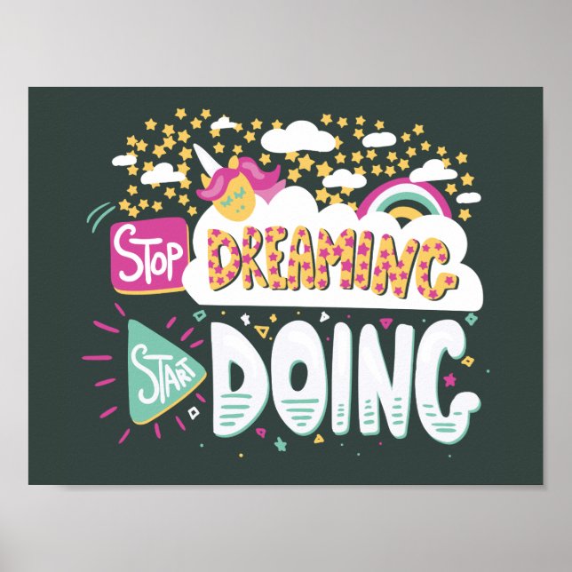 Poster Parar de Sonhar, Começar A Fazer Floresta Verde (Frente)