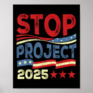 Poster Parar o Projeto 2025 Anti Trump Usa Bandeira Polít