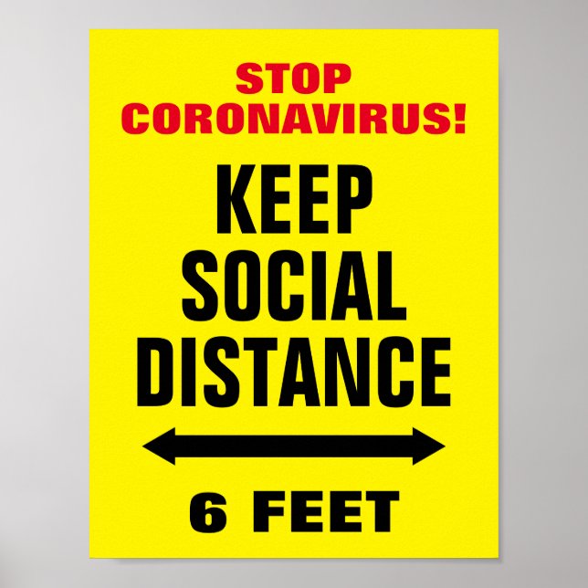 Poster Parar Slogan do CoronaVirus Manter Distância Socia (Frente)