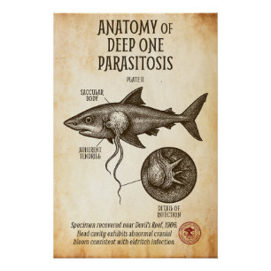 Pôster Parasita De Tubarão De Estilo Vintage