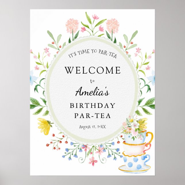 Poster Parceiro de Aniversário do Tea Whimsflower Welcome (Frente)