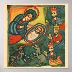 POSTER PARCEIRO DE NATAL DE NATIVIDADE, ADORAÇÃO DE MAG