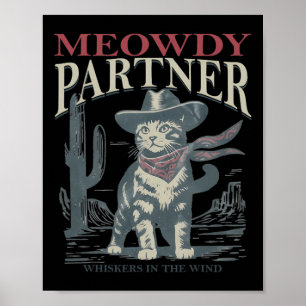 Poster Parceiro Meowdy Sussurrando No Chapéu Do Vento Gat