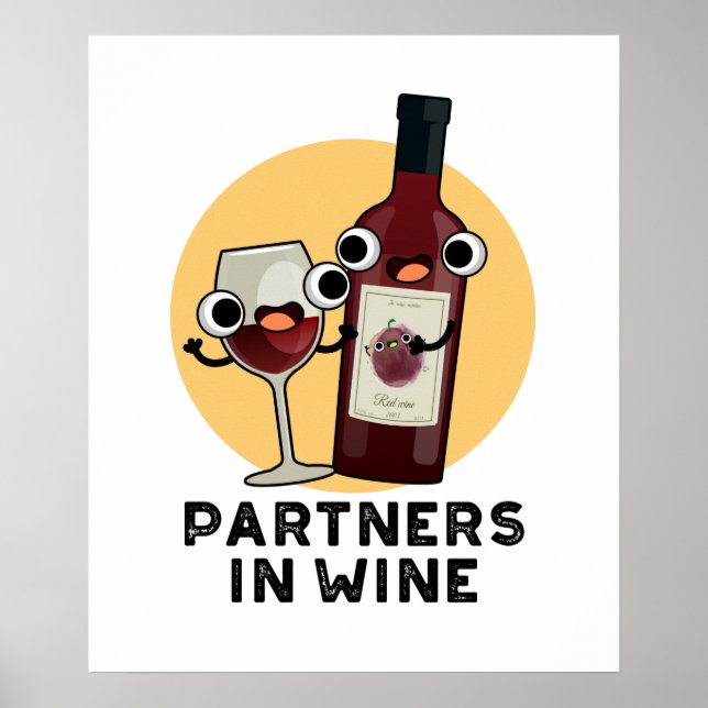 Poster Parceiros De Bebida Engraçada Com Vinho (Frente)