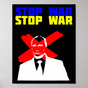 Poster Pare a Guerra Anti Putin Face Bandeira Ucraniana