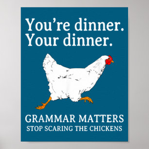 Poster Pare de Inglês As Galinhas Gramática Inglesa Piada