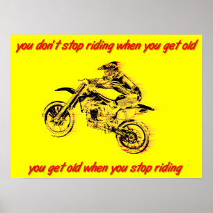 Poster Pare de Pilotar Bicicleta de Motocross Velha e Suj