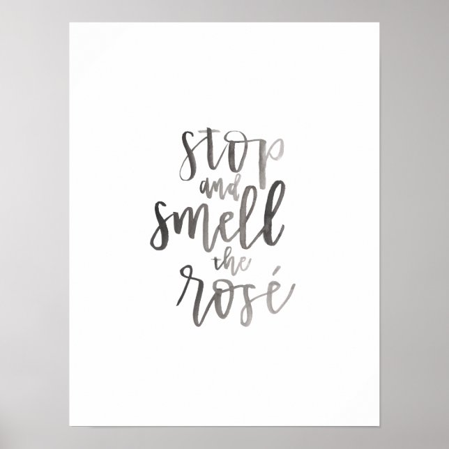 Pôster Pare e cheire a Rosa - Arte do carrinho de Bar (Frente)