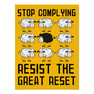 Pôster Pare Resistir O Grande Reset Anti Globalista