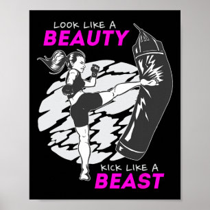Poster Pareça Uma Beleza Chute Como Uma Fera - Kickboxing