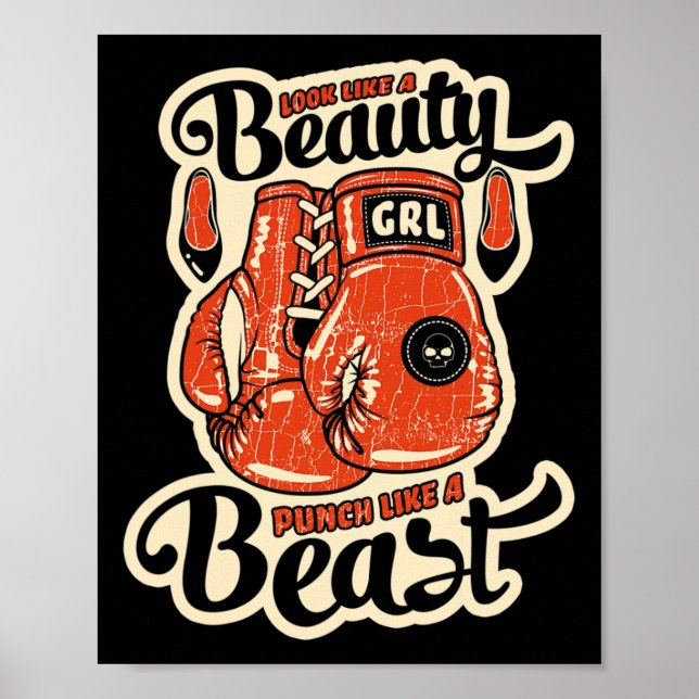 Poster Pareça Uma Beleza Soco Como Uma Fera' Boxe Ou K (Frente)