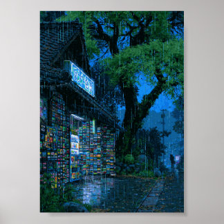 Poster Parede Ciberpunk de Arte de Pixel Retro
