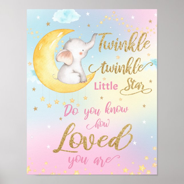 Poster Parede da Sala de Bebê com Brilho Mágico Twinkle T (Frente)