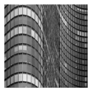 Pôster Parede de aço e cortina de vidro moderna