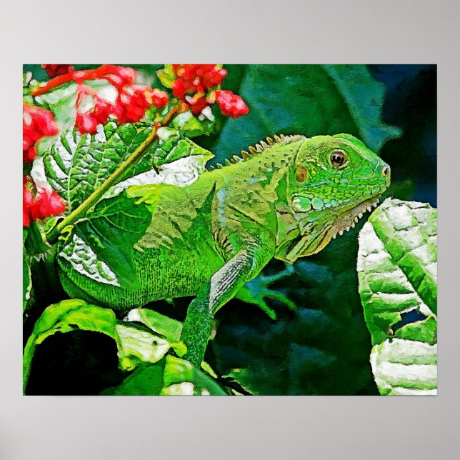 Poster Parede de arte Iguana para decoração. (Frente)