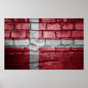 Poster Parede de bandeira da Dinamarca
