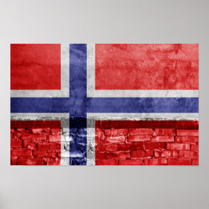 Poster Parede de bandeira da Noruega