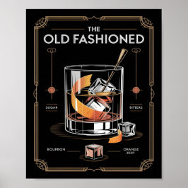 Poster Parede de Cocktail Old Fashioned Art Déco