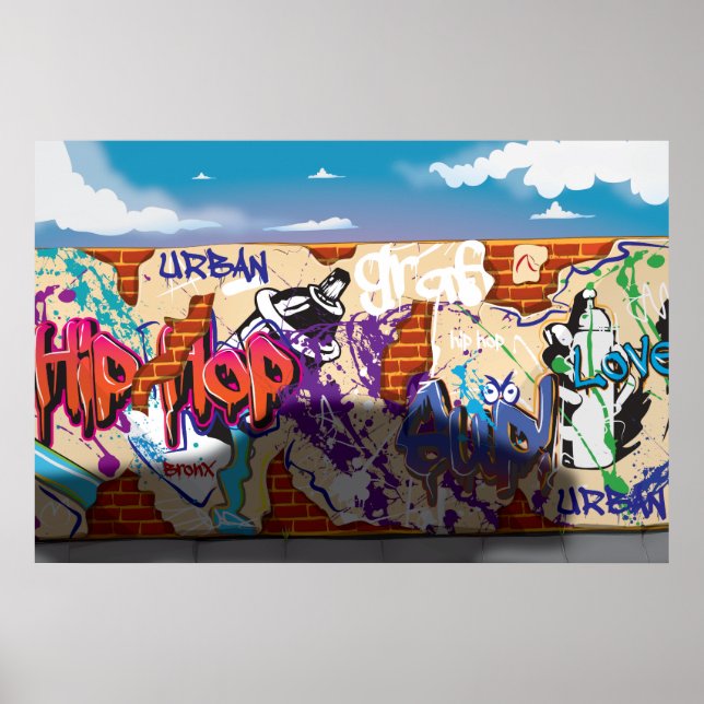 Pôster Parede de Grafite Hip Hop Urbano. (Frente)