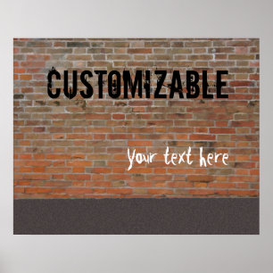 Pôster Parede de tijolo dos grafites customizável