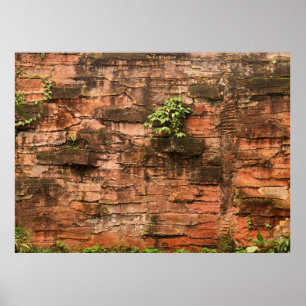 Poster Parede de tijolo velha quebrada