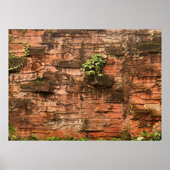 Poster Parede de tijolo velha quebrada (Frente)