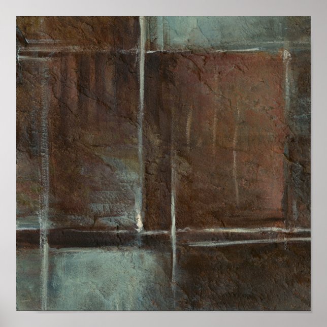 Pôster Parede de tijolos Vermelho e Cinza (Frente)