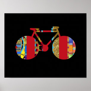 Pôster parede/decor colorido do andando de bicicleta