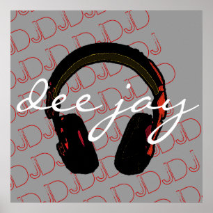Poster parede decorante de fones de ouvido DJ