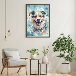 Poster Parede dos Cachorros Arte/ tom azul [1/3]