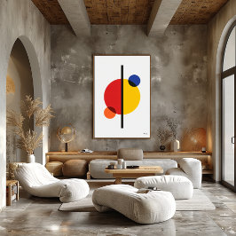 Poster Parede Geométrica Abstrata Minimalista Bauhaus Mod