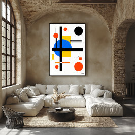 Poster Parede Geométrica Abstrata Minimalista Bauhaus Mod